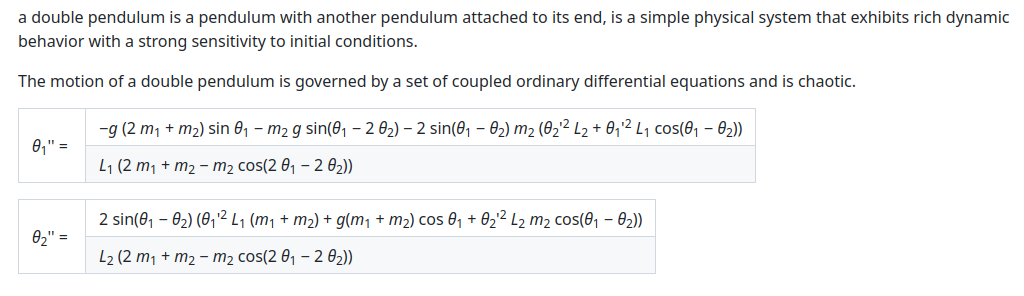 Pendulum formular